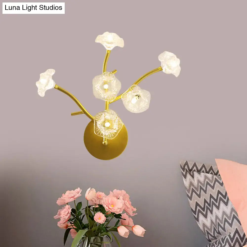 Modern gold floral bedside wall mount lamp bedroom light fixture