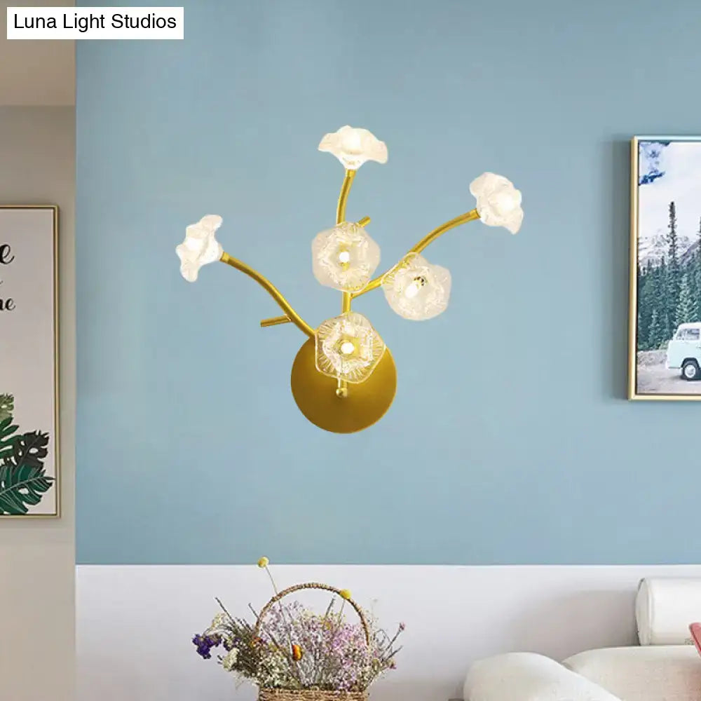 Modern gold floral bedside wall mount lamp bedroom light fixture