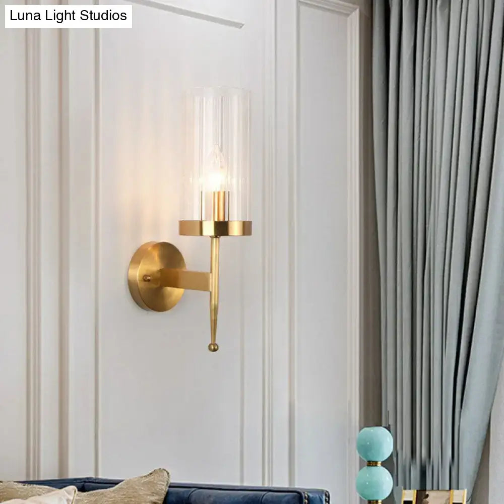 Modern gold fluted glass wall lamp living room sconce 110v 240v