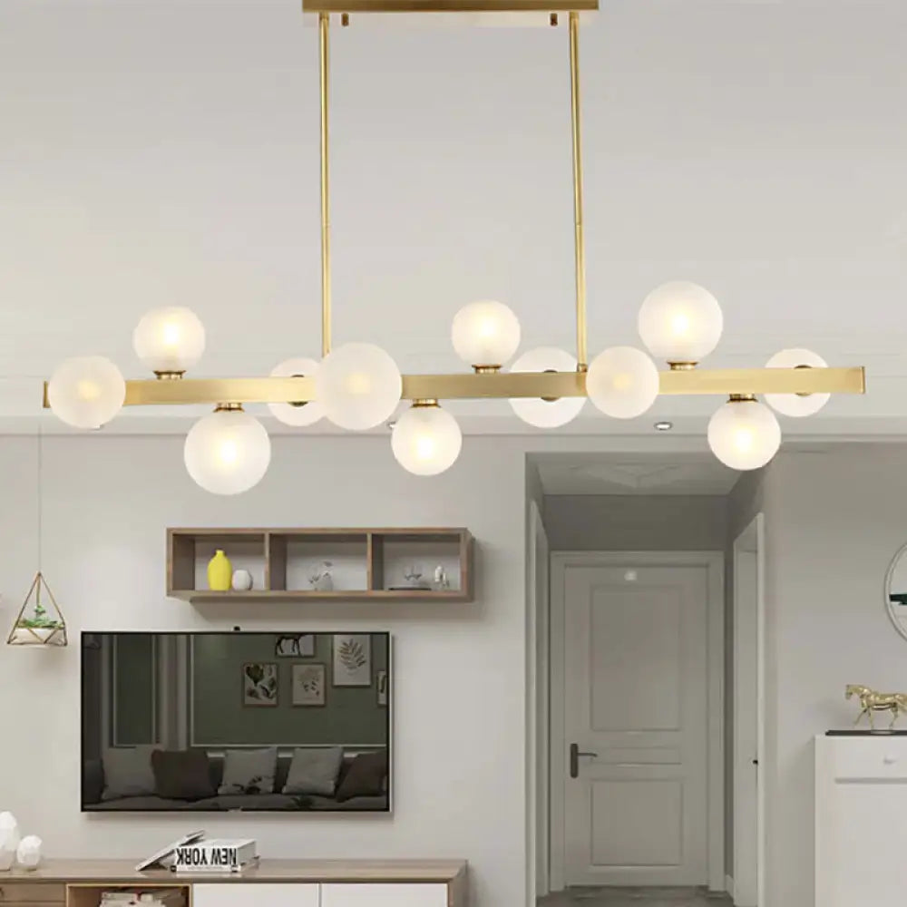 Modern gold frosted glass globe pendant light dining room island