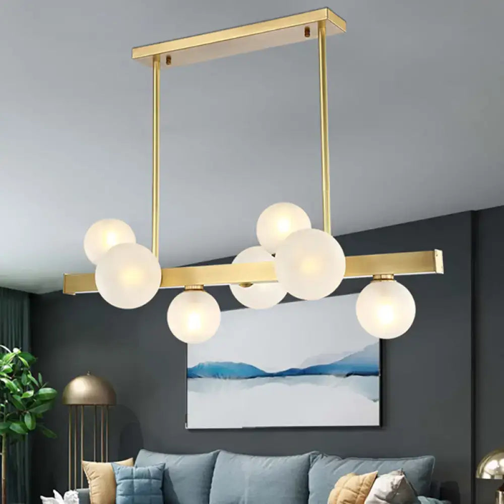 Modern gold frosted glass globe pendant light dining room island