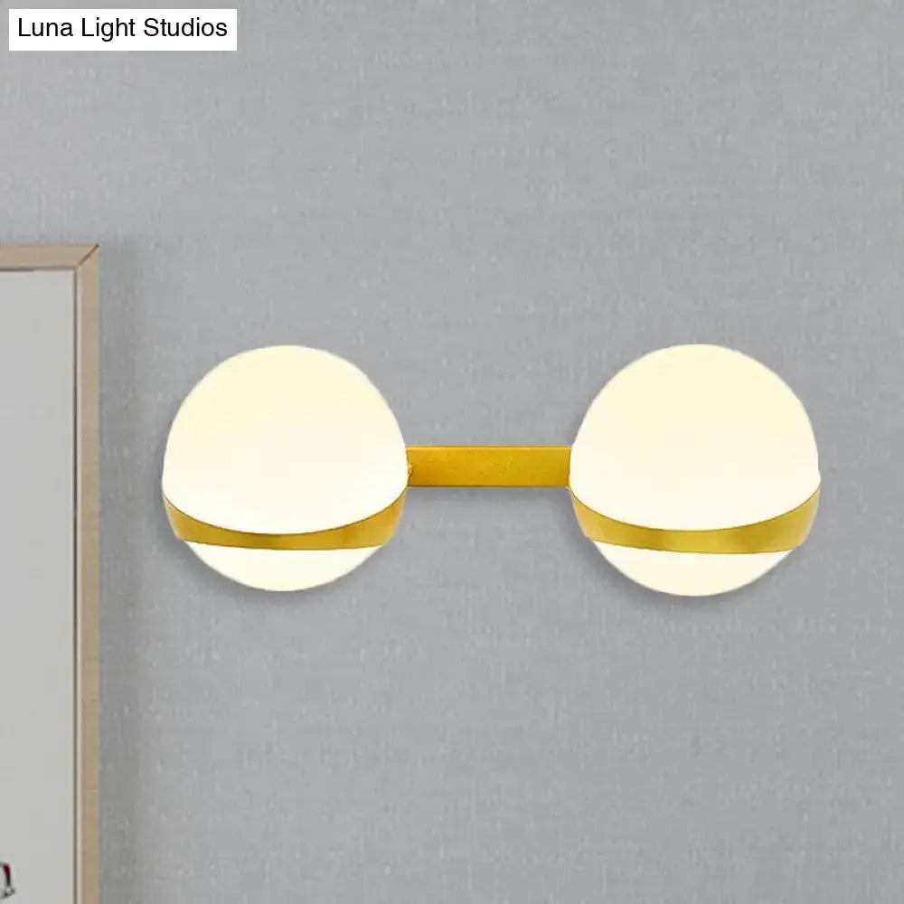 Modern gold frosted glass wall sconce bedroom direct wired light