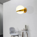 Modern gold frosted glass wall sconce bedroom direct wired light