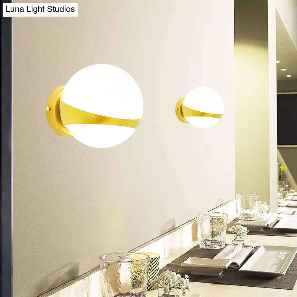 Modern gold frosted glass wall sconce bedroom direct wired light