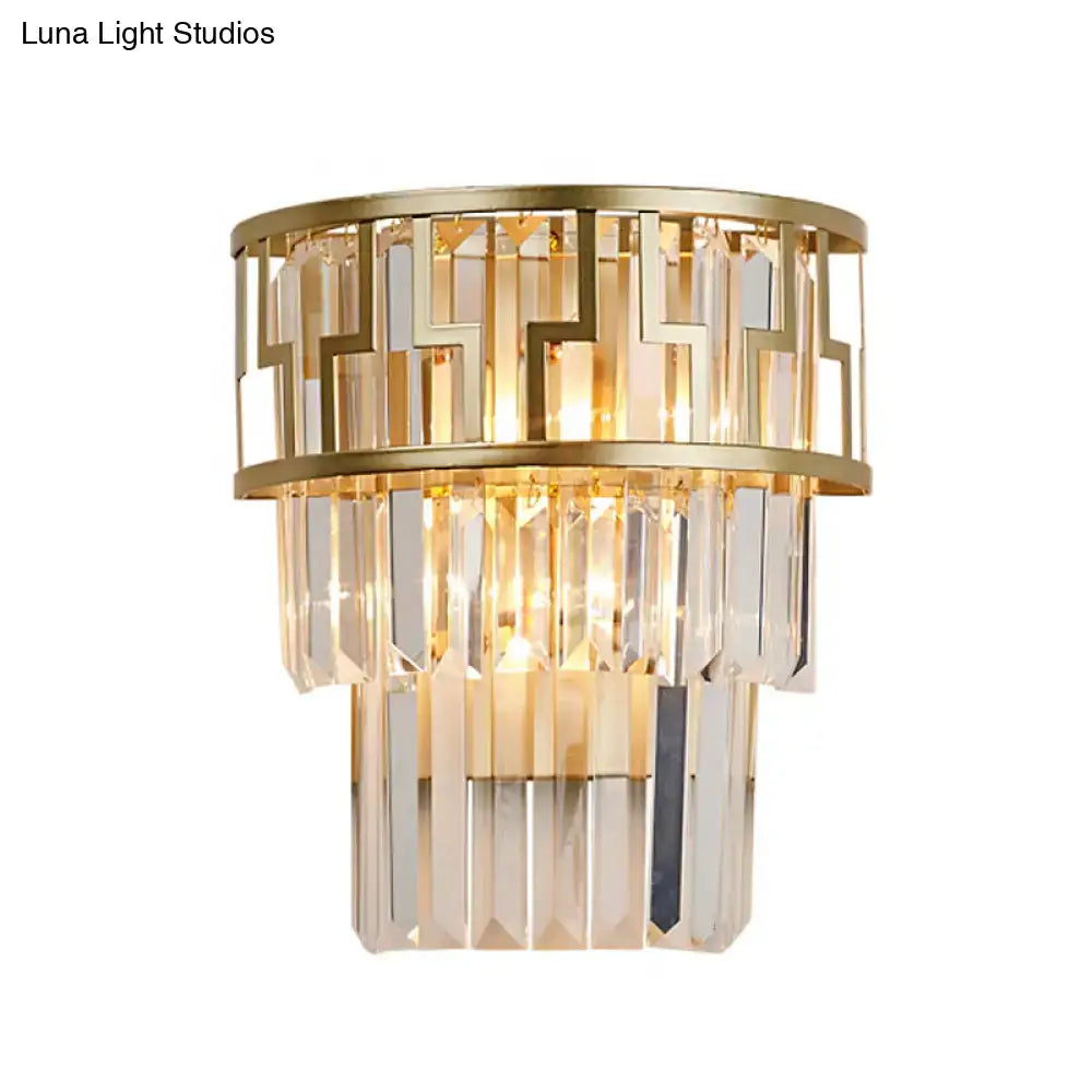 Modern gold geometric clear crystal wall lamp bedroom sconce fixture