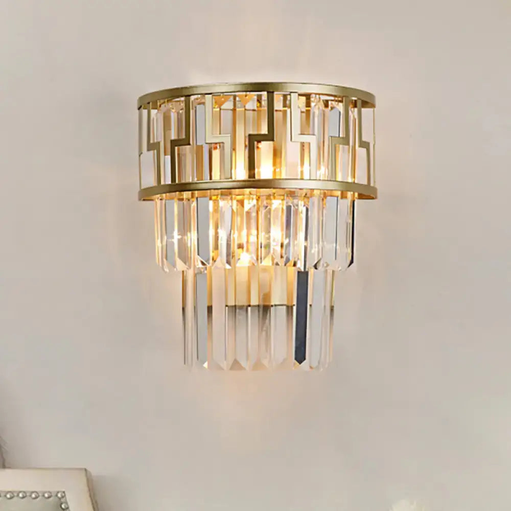 Modern gold geometric clear crystal wall lamp bedroom sconce fixture