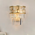 Modern gold geometric clear crystal wall lamp bedroom sconce fixture