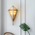 Modern gold geometric wall sconce amber glass living room light