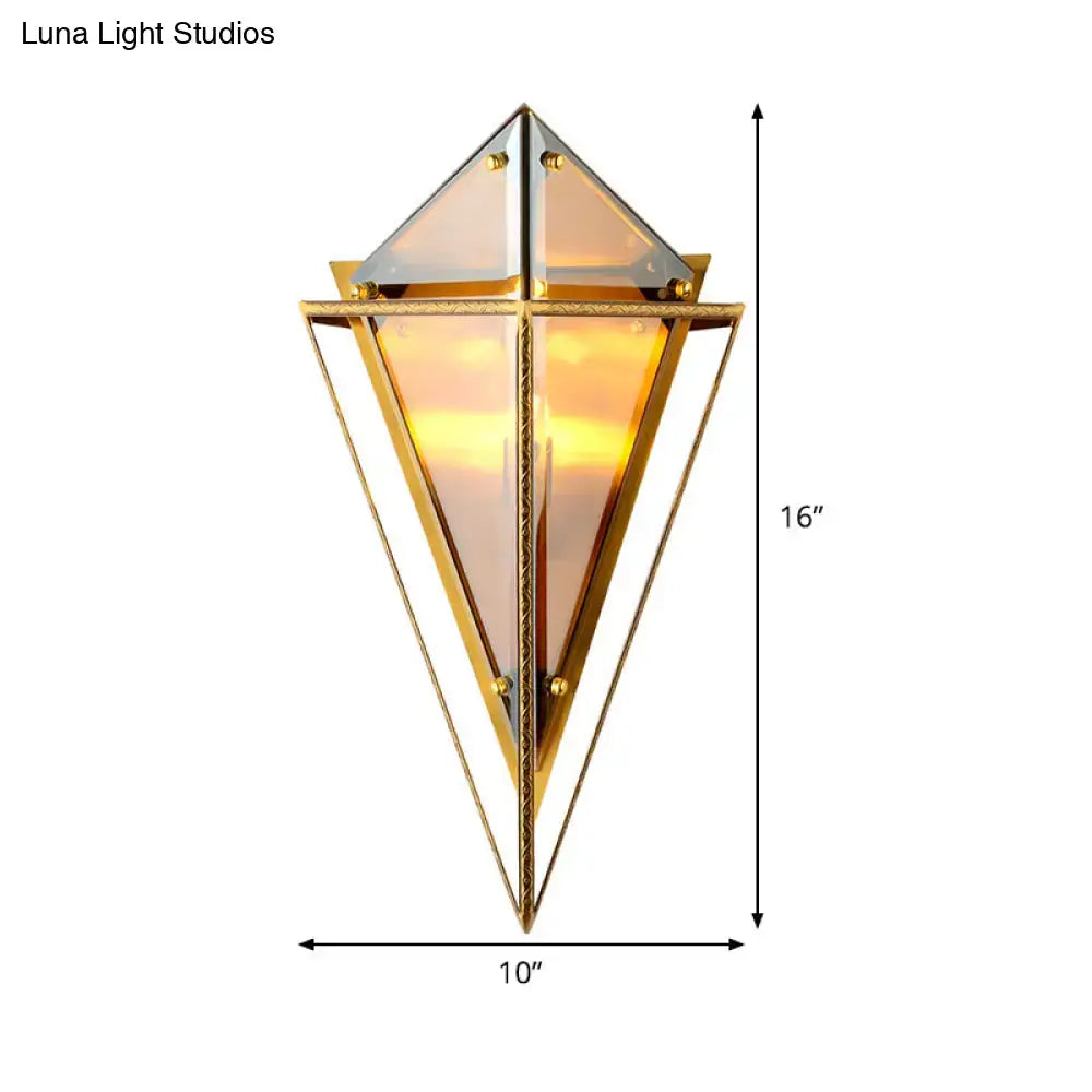 Modern gold geometric wall sconce amber glass living room light