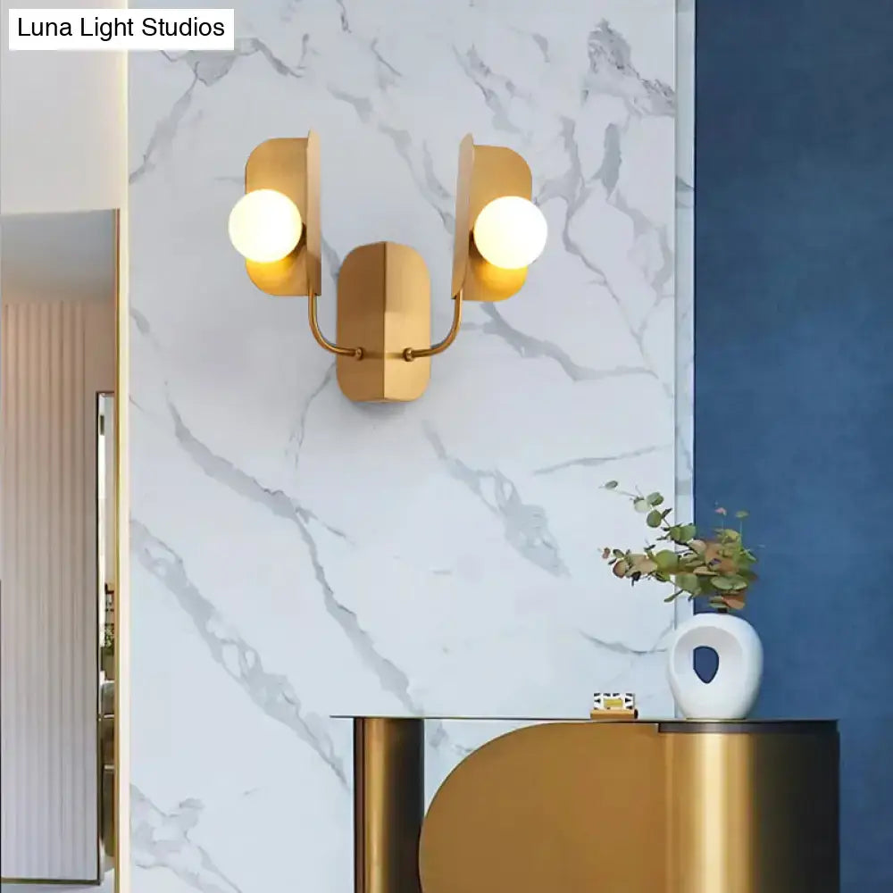 Modern gold geometric wall sconce light – living room 2-light lamp