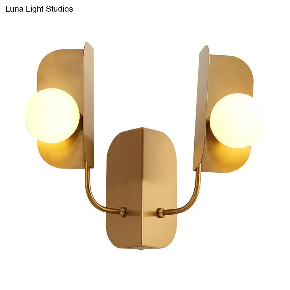 Modern gold geometric wall sconce light – living room 2-light lamp