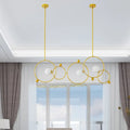 Modern gold glass ring pendant light dining room adjustable rods