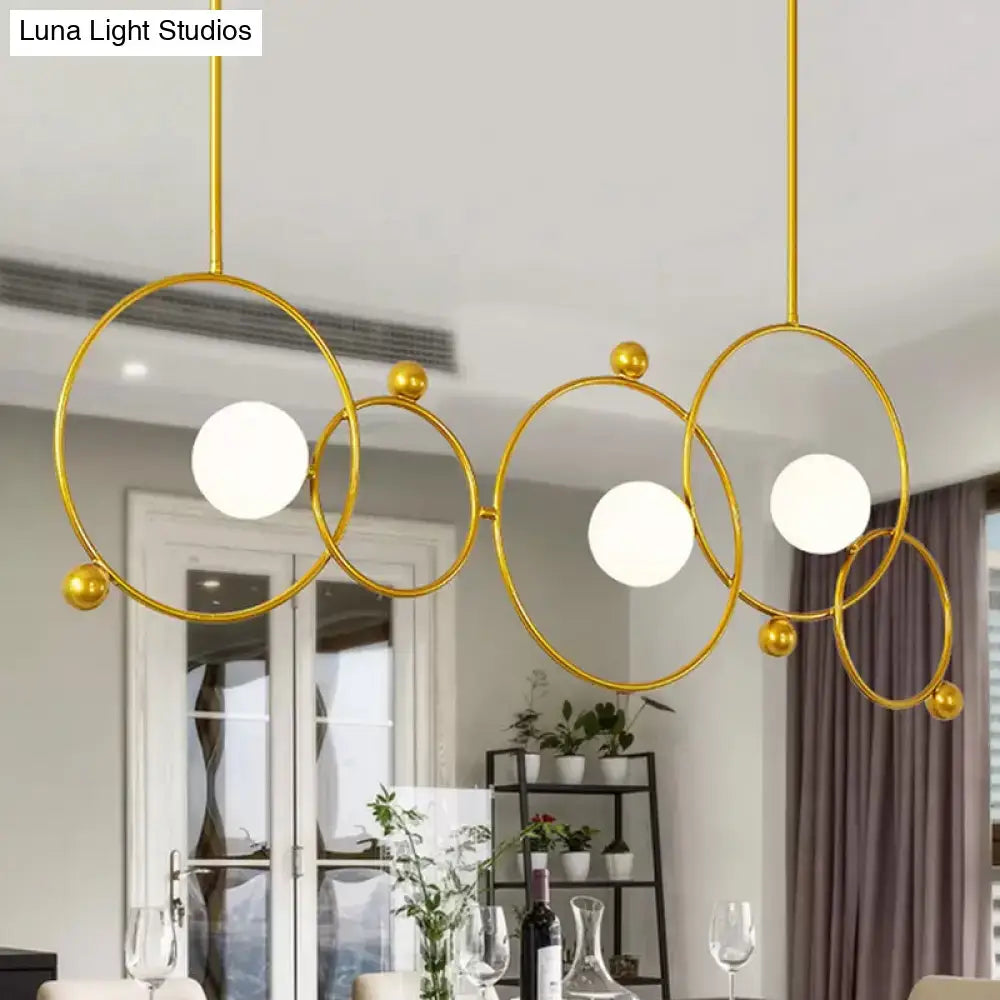 Modern gold glass ring pendant light dining room adjustable rods