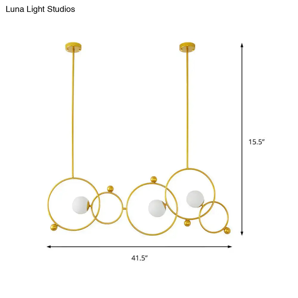 Modern gold glass ring pendant light dining room adjustable rods