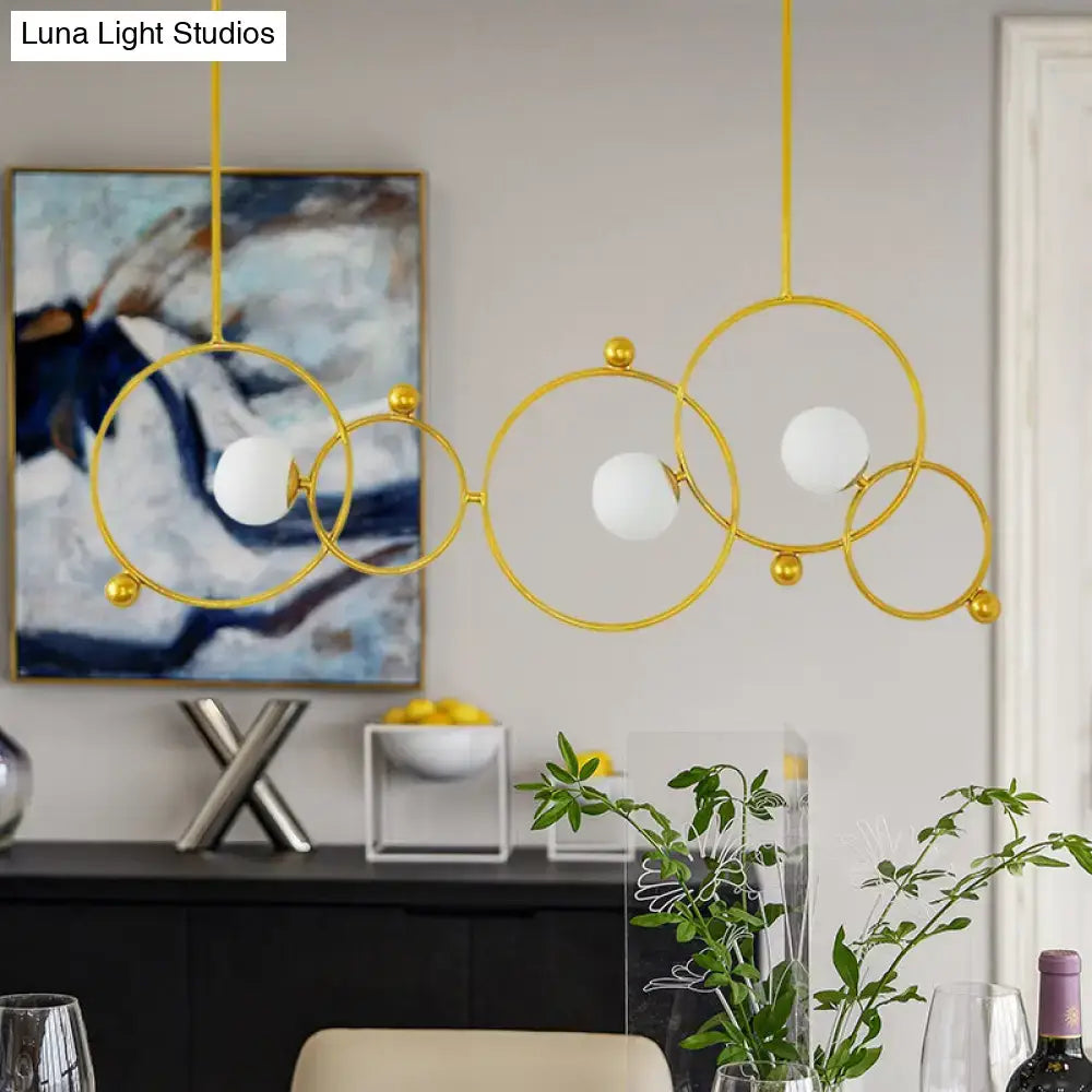 Modern gold glass ring pendant light dining room adjustable rods