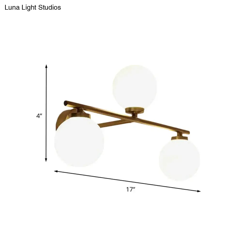 Modern gold globe opal glass wall lamp bedroom sconce
