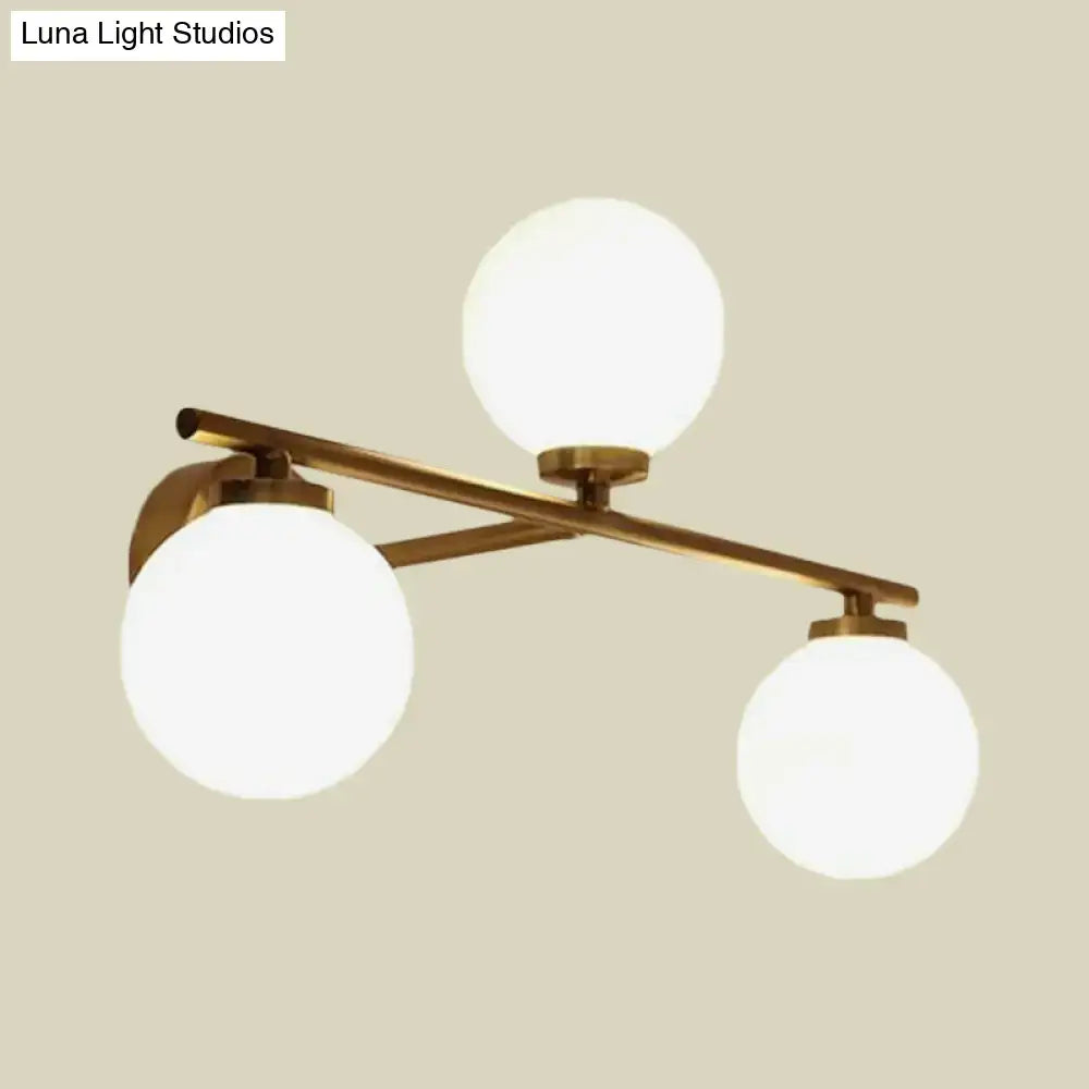 Modern gold globe opal glass wall lamp bedroom sconce