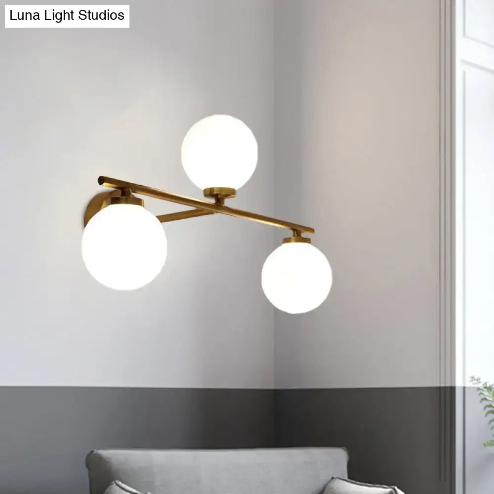 Modern gold globe opal glass wall lamp bedroom sconce