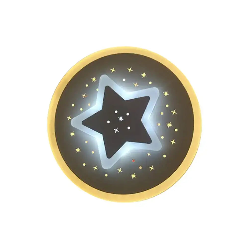 Modern gold heart pendant wall light bedroom starry black center
