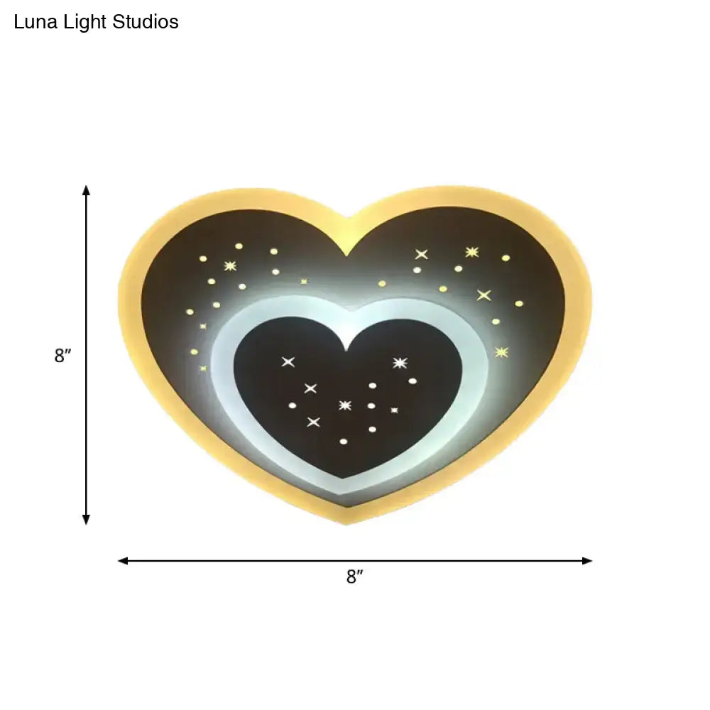 Modern gold heart pendant wall light bedroom starry black center
