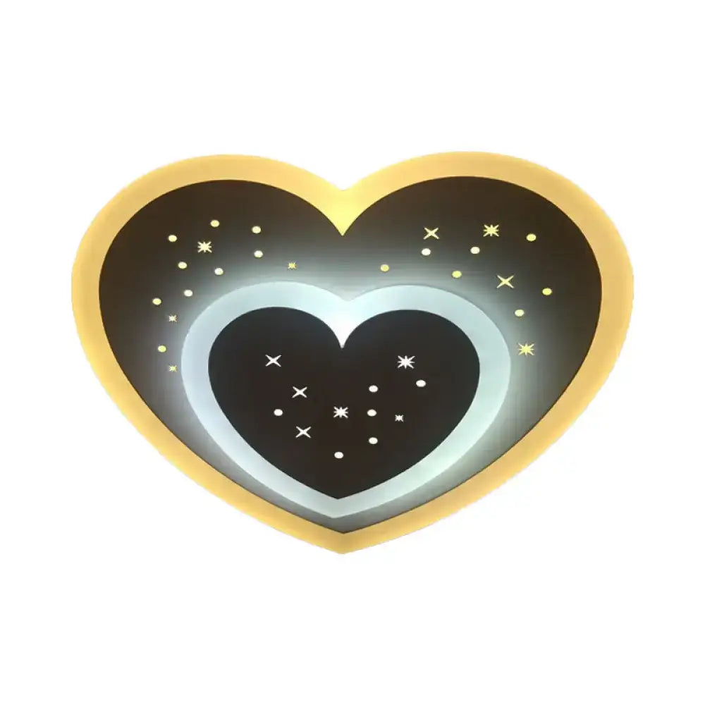 Modern gold heart pendant wall light bedroom starry black center