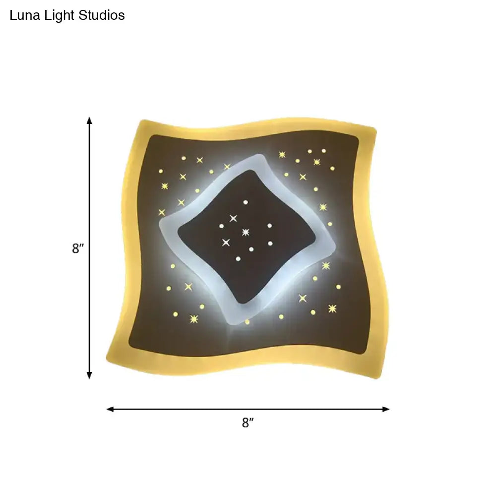 Modern gold heart pendant wall light bedroom starry black center