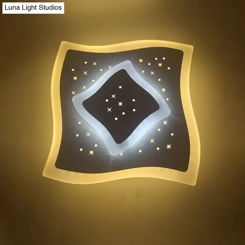 Modern gold heart pendant wall light bedroom starry black center