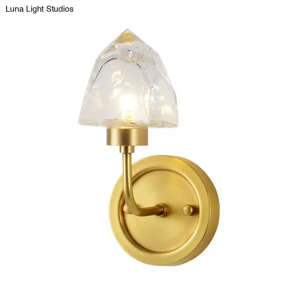 Modern gold ice cube wall light bedroom crystal sconce