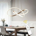 Modern gold infinity pendant light with two brushed gold rings and warm white led for living room lamp moedern led