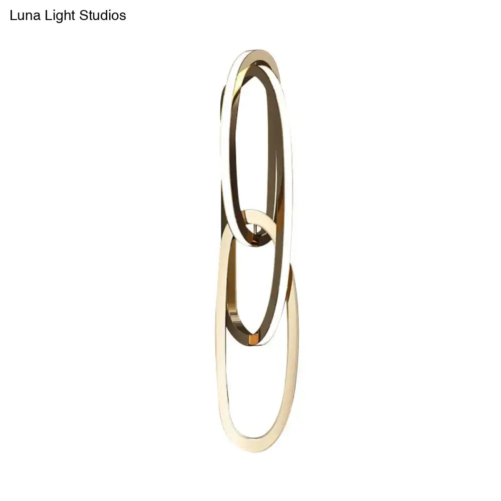 Modern gold interlocking oval led wall lamp living room