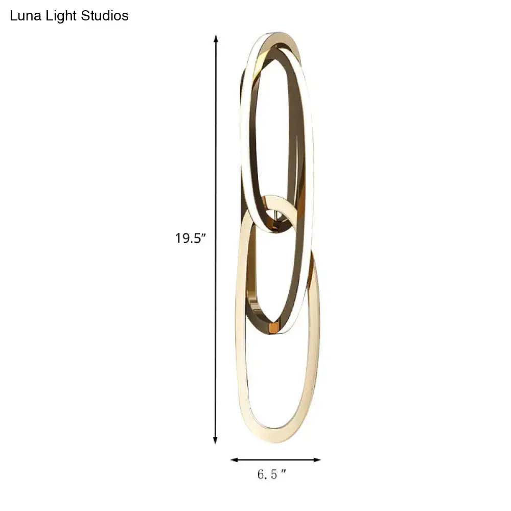 Modern gold interlocking oval led wall lamp living room
