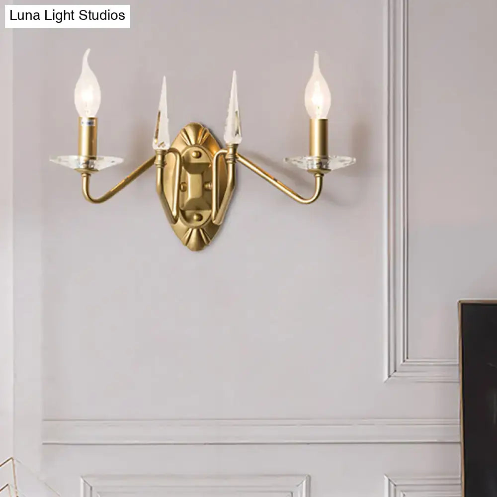 Modern gold iron candle wall light with crystals – living room