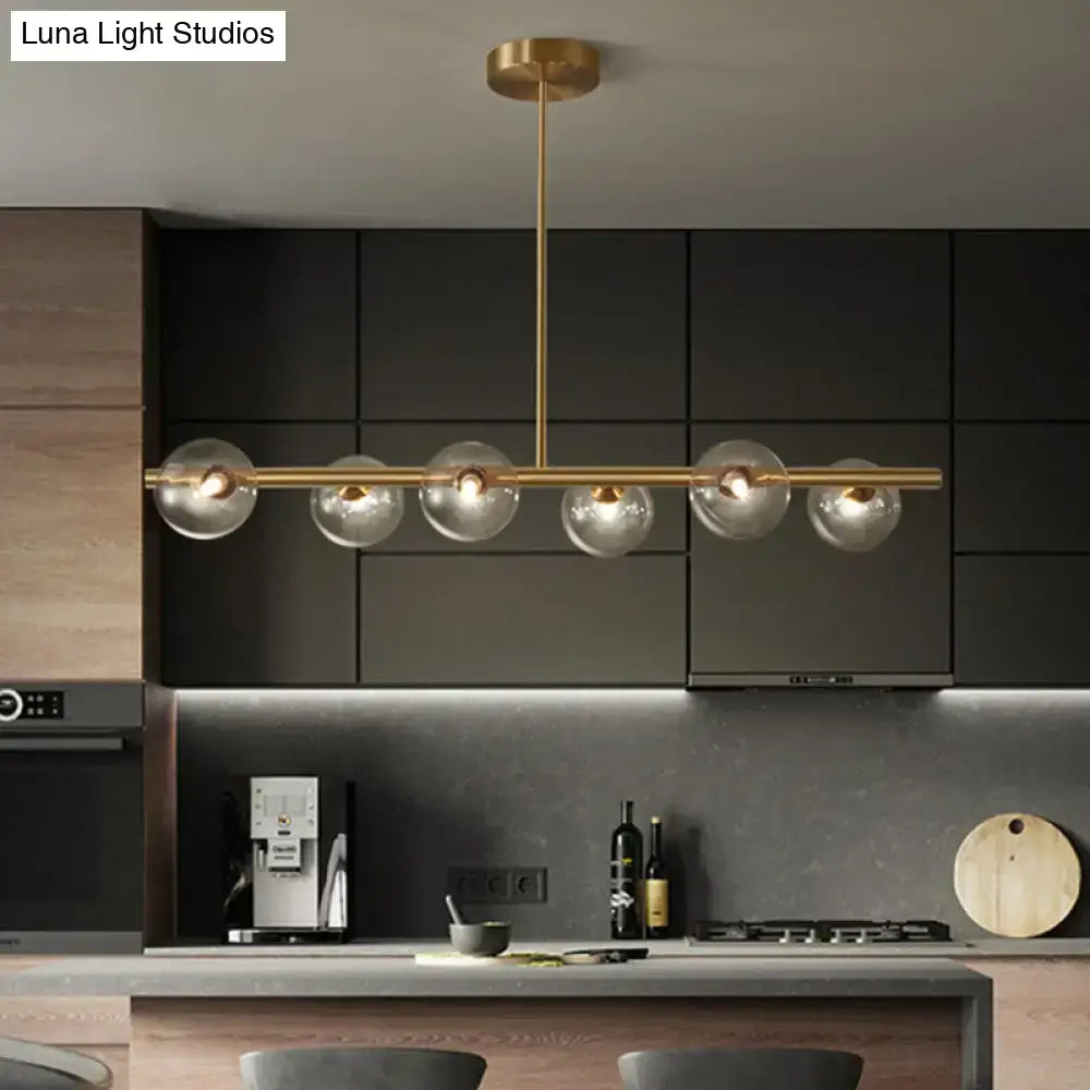 Modern gold island pendant lighting dining room glass globe shades