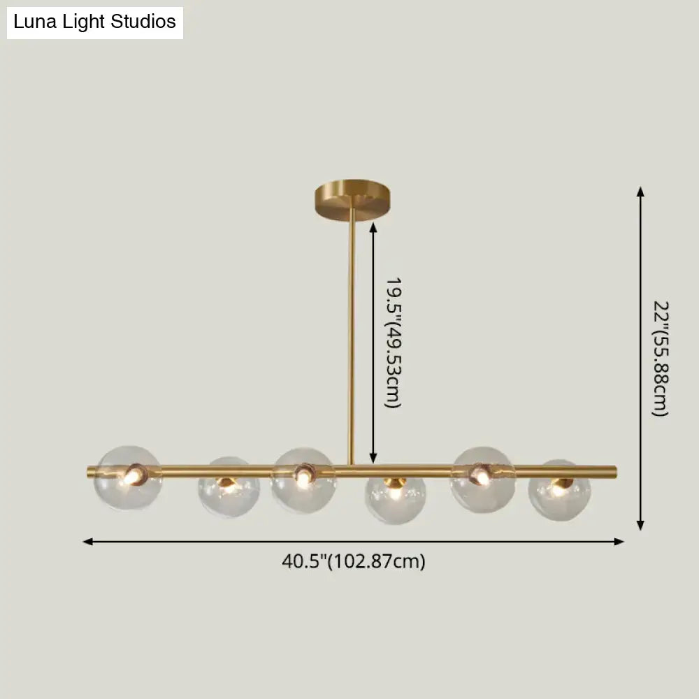 Modern gold island pendant lighting dining room glass globe shades