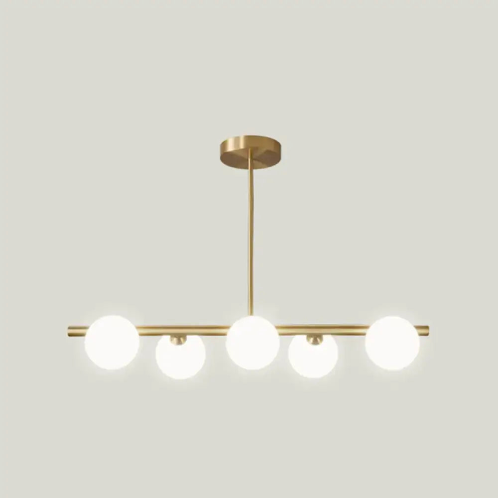 Modern gold island pendant lighting dining room glass globe shades