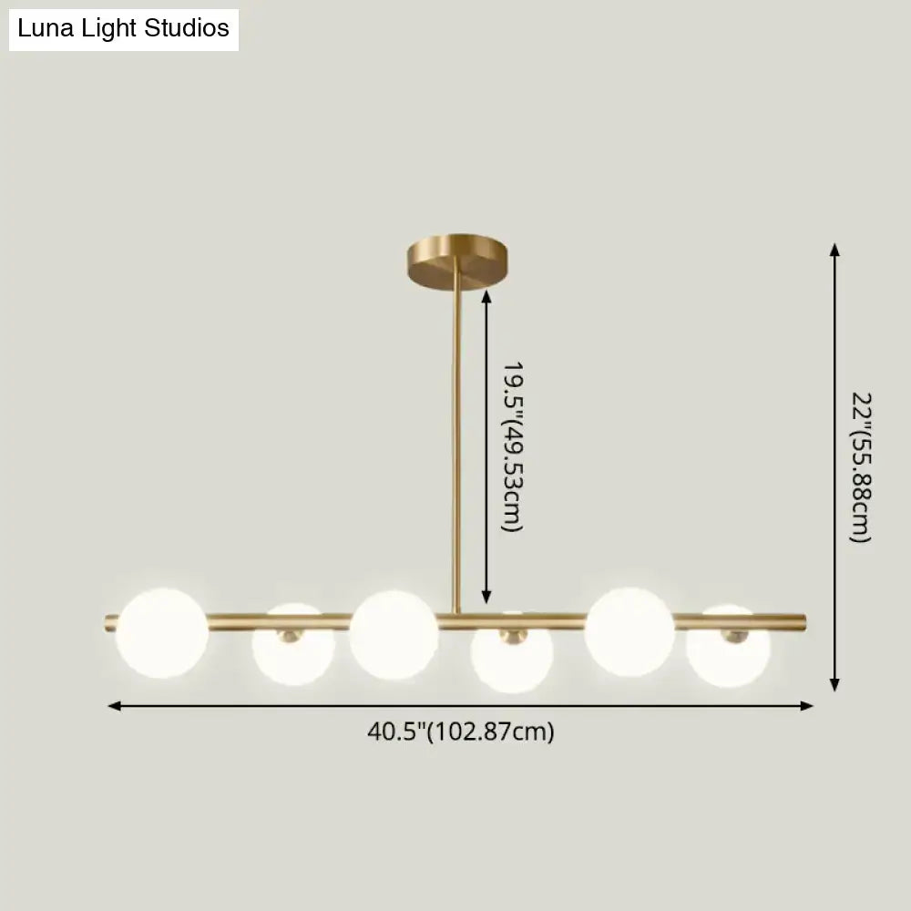 Modern gold island pendant lighting dining room glass globe shades