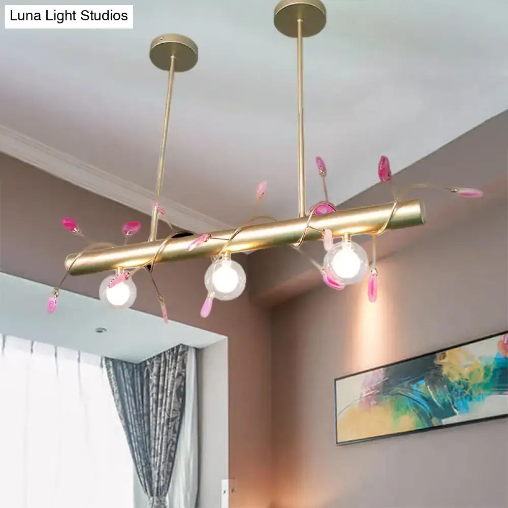 Modern gold leaf 3 light type pendant – kitchen 110v-120v glass bulbs
