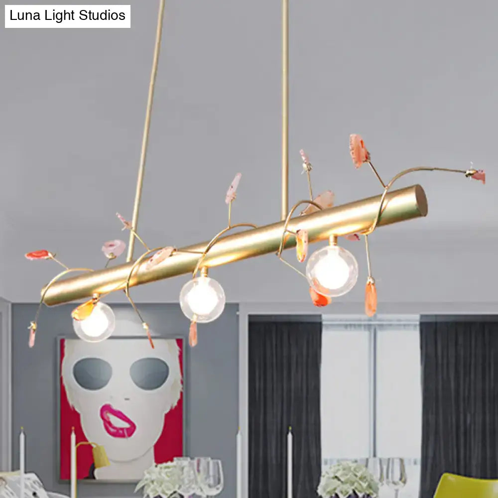Modern gold leaf 3 light type pendant – kitchen 110v-120v glass bulbs