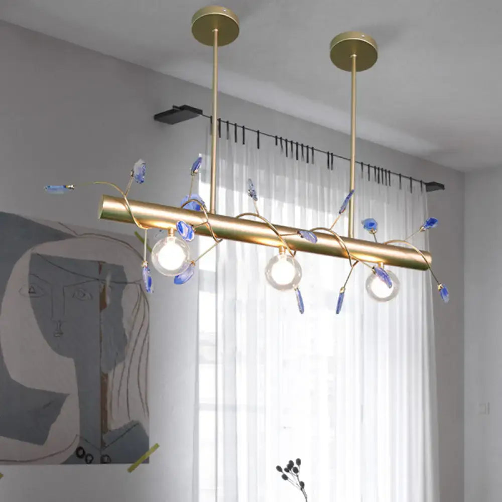Modern gold leaf 3 light type pendant – kitchen 110v-120v glass bulbs