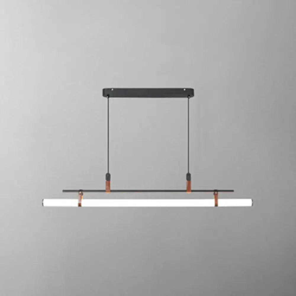 Modern gold led pendant light with leather for dining room