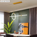 DecorBites gold LED hanging lamp with white ring and bar, gold ceiling mount, modern minimalist dining room lighting