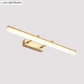 Modern gold led vanity lamp with frosted glass diffuser and rectangular gold finish wall light for bathroom use
