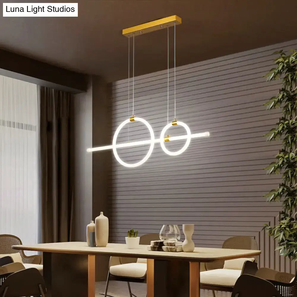 Modern gold linear and ring led chandelier dining room light