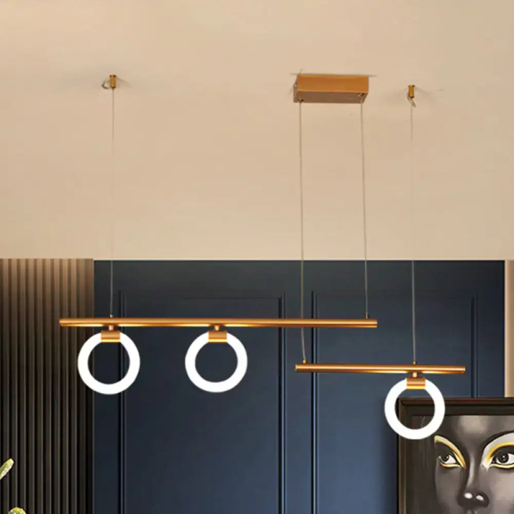 Modern gold linear chandelier lamp dining room led pendant light