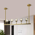 Modern gold linear crystal ball pendant light dining room fixture
