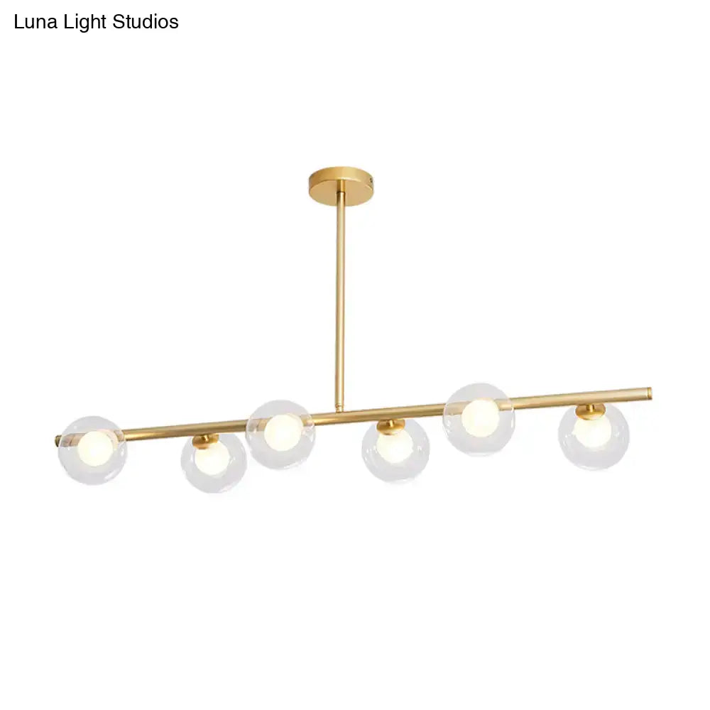 Modern gold linear island light fixture kitchen glass globe pendant