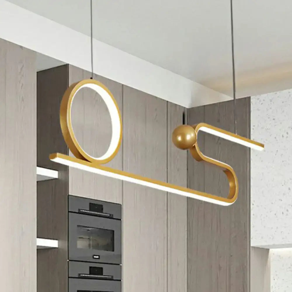 Modern gold linear led pendant – dining room island lighting