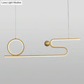 Decorbites minimalist gold linear led ceiling hang lamp with abstract geometric design for restaurants 220v-240v 110v-120v