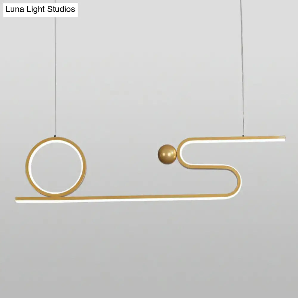 Modern gold linear led pendant – dining room island lighting
