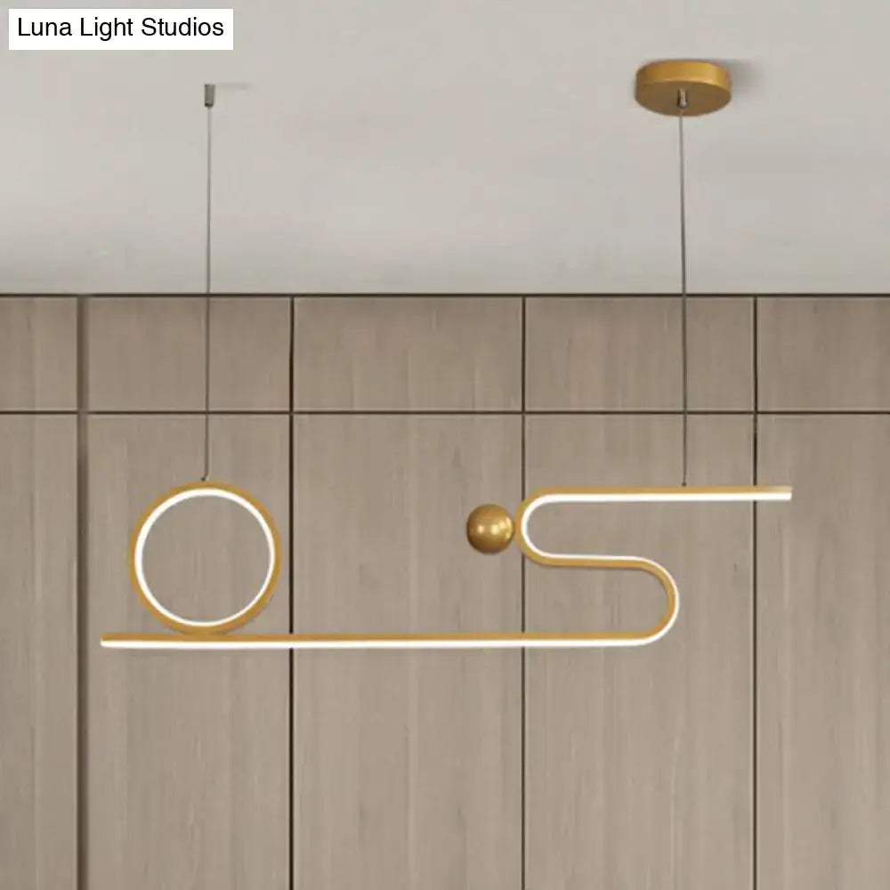 Modern gold linear led pendant – dining room island lighting